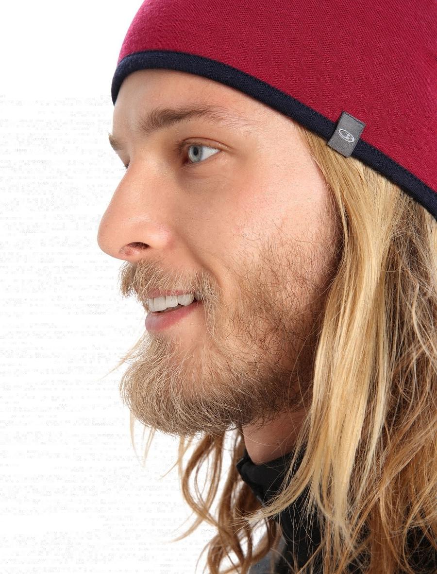 Cherry / Midnight Navy Icebreaker Unisex Merino Pocket Beanie Men's Hats | AU 1103TCEV